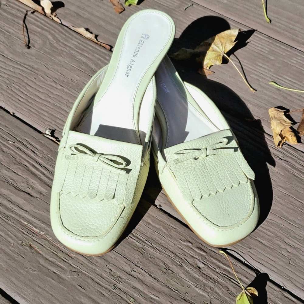 Etienne Aigner green mules